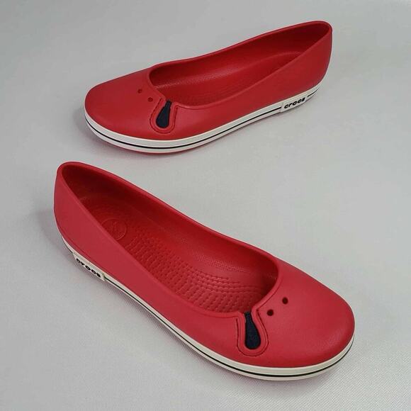 Crocs Crocband Citilane Dual Comfort Red Flats Slip On Shoes Women Size 9 - Picture 1 of 6